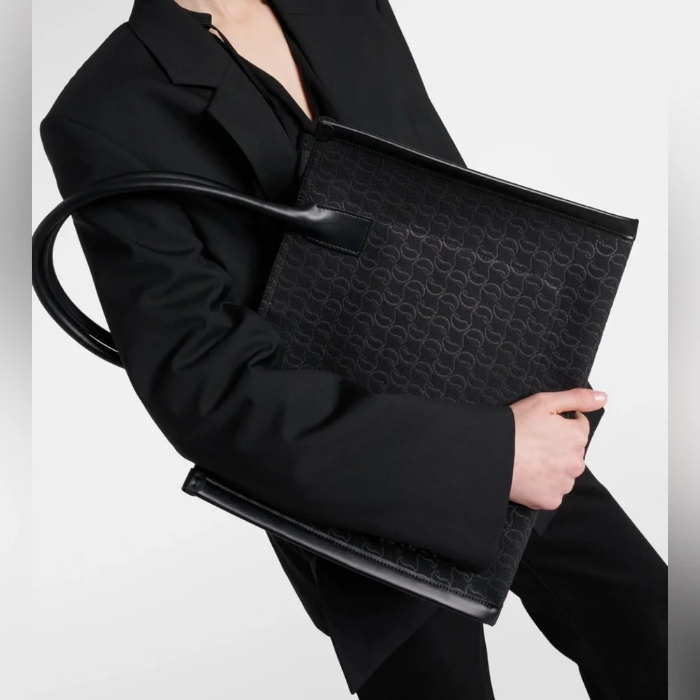 CHRISTIAN LOUBOUTIN BY MY SIDE E/W LARGE TOTE SHOULDER BAG BLACK CL MONOGRAM NEW - Picture 10 of 16